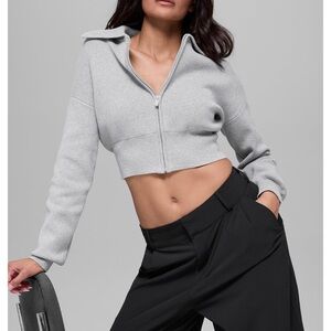 ALO Yoga Heather Gray Ribbed Sweater